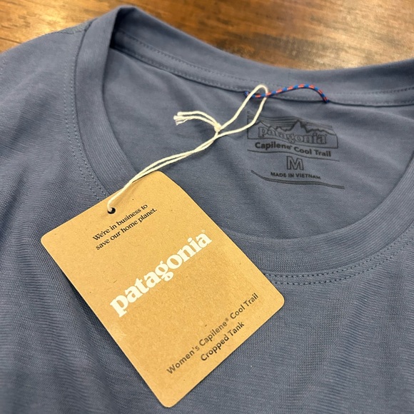 NWT WOMENS PATAGONIA Capilene Cool Trail Cropped Tank - Utility Blue XL - Picture 5 of 8